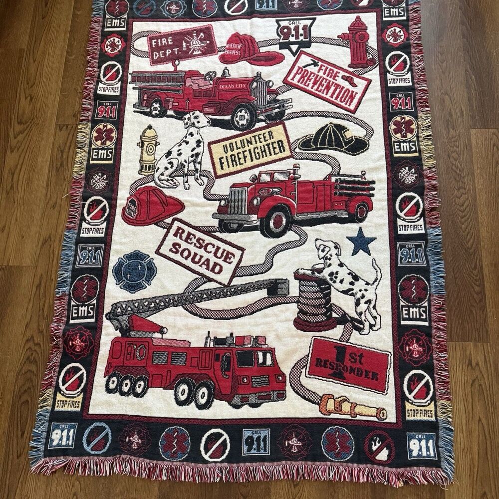 Firefighter Throw Blanket 48" x 68" Rescue Squad First Responder Goodwin Weavers